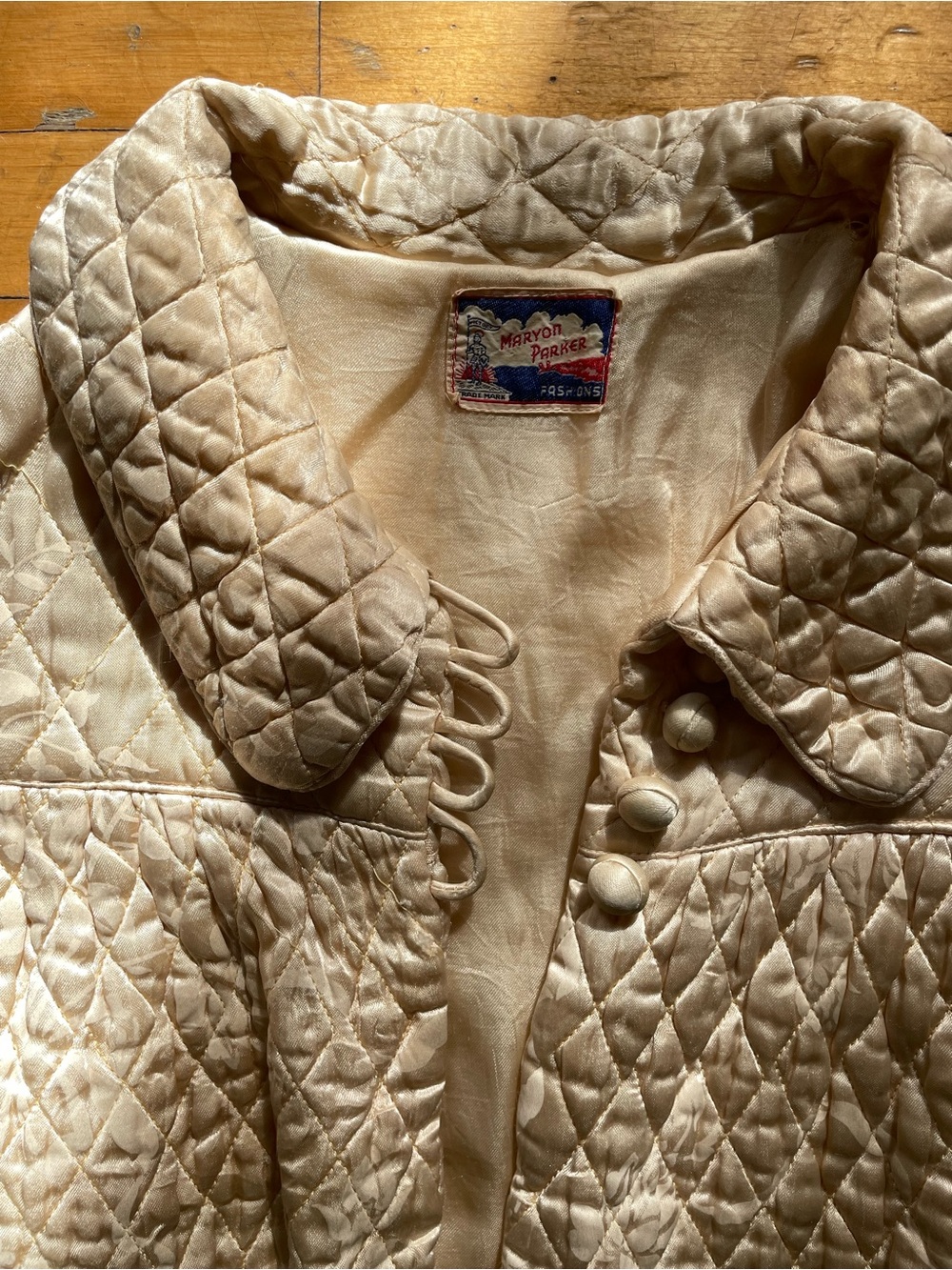Vintage 1950's 60's Rayon Quilted Bed Jacket Butter Yellow